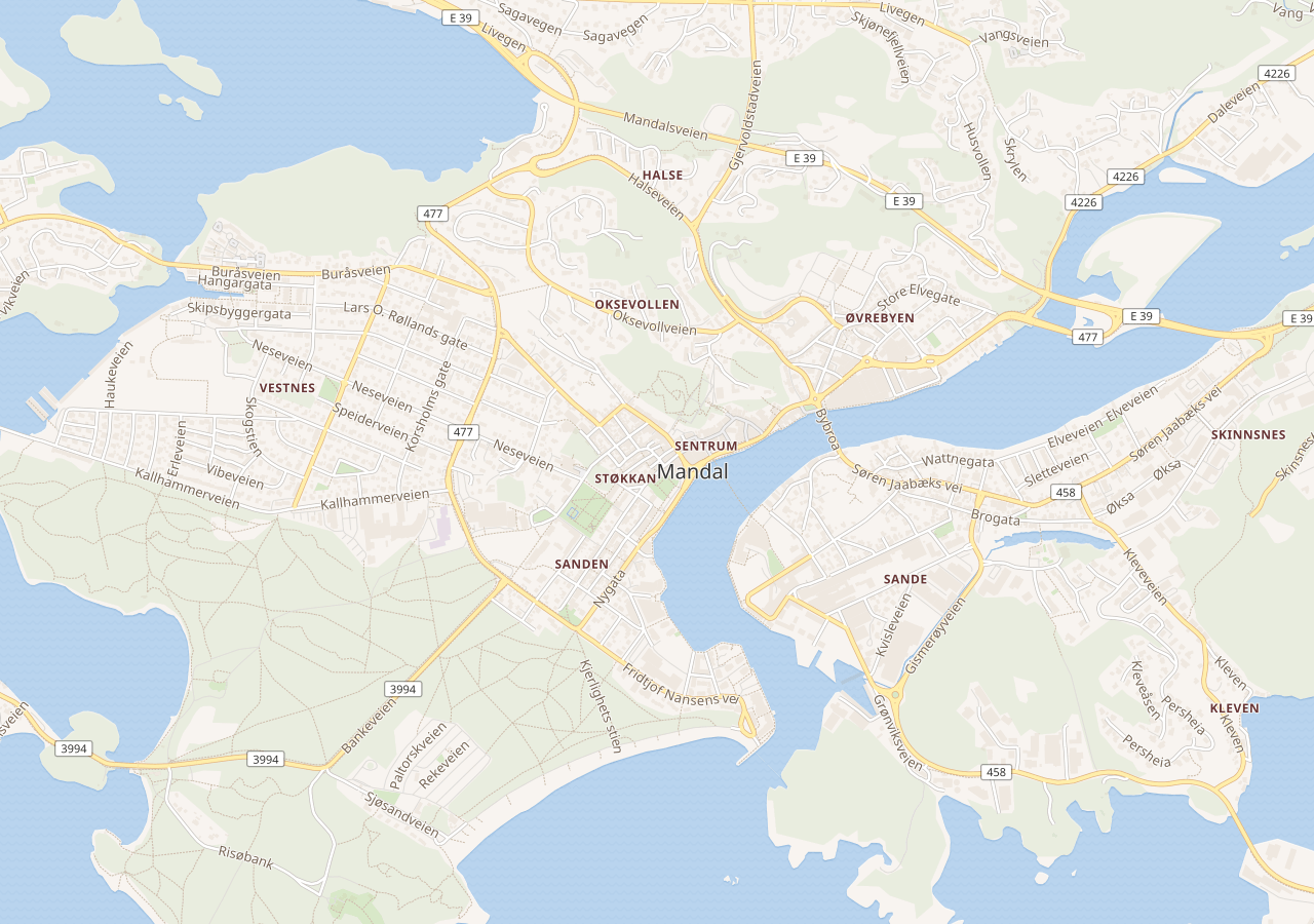 Map of Mandal, Norway — our location